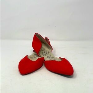 Rollasole Red Suede Like Flats Size Large Fits 9.5-10.5 Excellent Condition